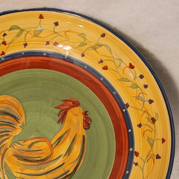222 Fifth Rooster  Large Serving Bowl approx 13" X 3'" - Picture 3 of 9